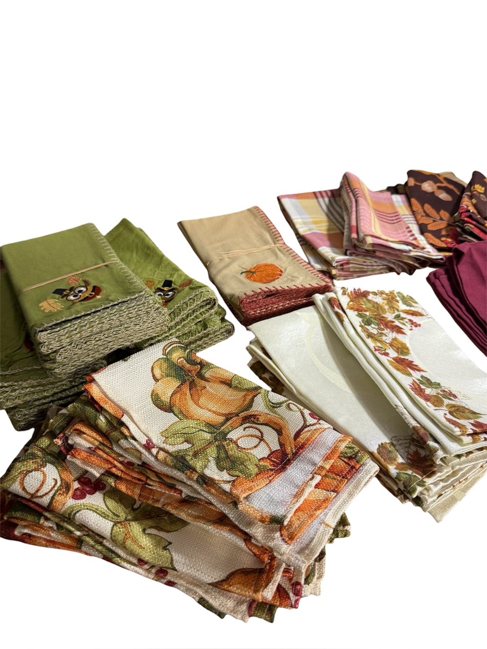 Lot Autumn Fall Themed Cloth Napkins Cottagecore Party Hosting Cotton Farmhouse